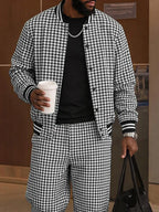 Classic Striped Trim Jacket Pants Set