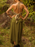 Bohemian Halter U-Neck Ethnic Print Asymmetric Tank Top