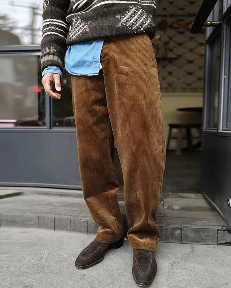 Vintage Brown Corduroy Contrast©\Patch©\Pocket Trousers