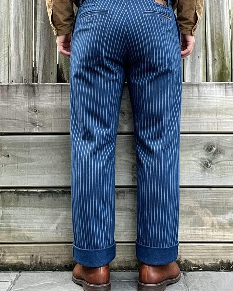 Vintage Railroad Stripe Straight Denim Pants