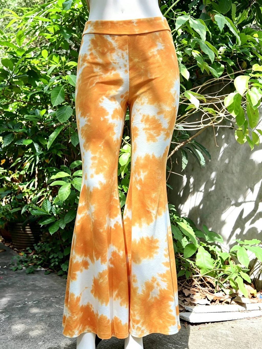 TIE Dye Bell Bottom Flare Pants with Optional Fold over Waistband