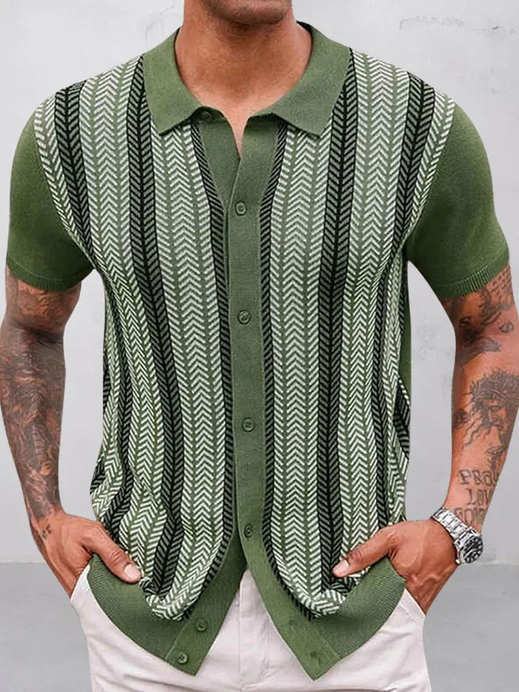 Casual Summer Jacquard Knit Shirt