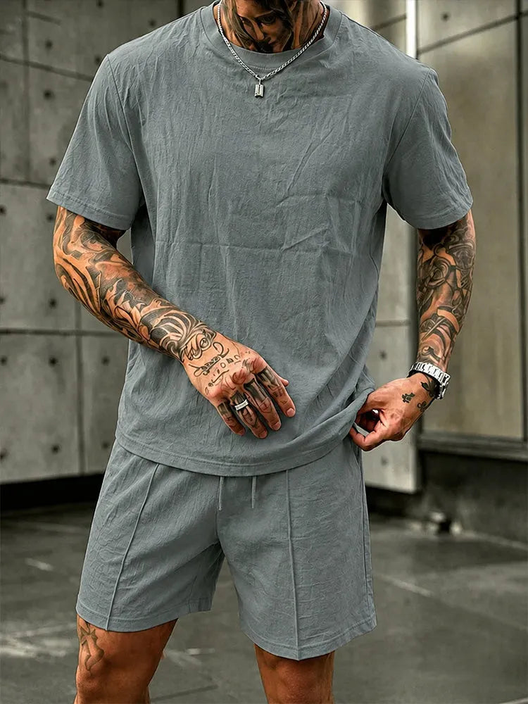 Washed Cotton 2-Piece T-Shirt & Shorts Set
