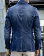 Retro Unstructured Denim Casual Blazer