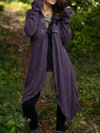 Elf Asymmetric Fairy Hooded Jacket Cardigan Purple