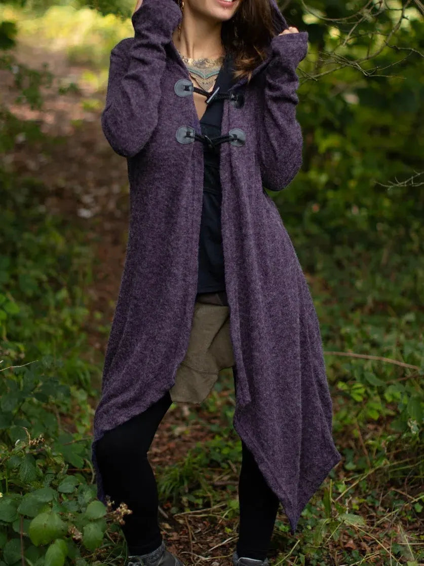 Elf Asymmetric Fairy Hooded Jacket Cardigan Purple