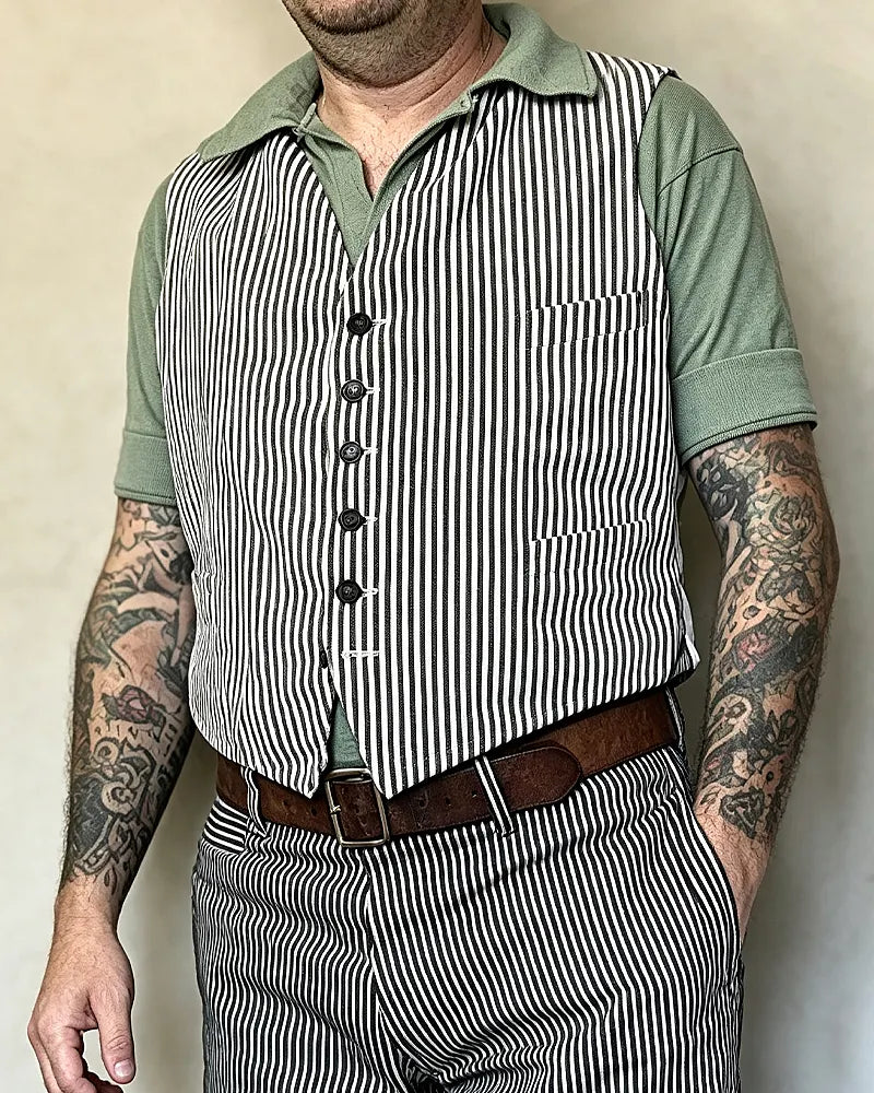 Vintage Hickory Stripe Adjustable Back©\Strap Vest