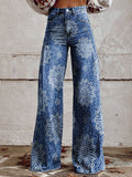Women's Vintage Flower Print Casual Wide Leg Pants