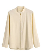 Casual Solid Color Cotton Linen Beach Shirt Set
