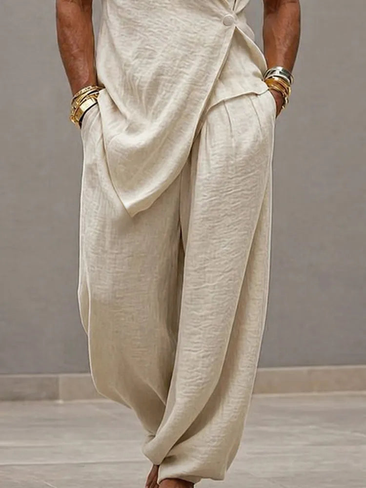 Minimalist Loose 100% Cotton Tank Top Pants Set