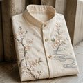 Men's Retro Cherry Blossom Embroidered Oriental Style Casual Shirt