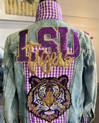 Tiger Plaid Sequined Denim Jacket