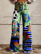 Women's Vintage Print Casual Wide Leg Pants