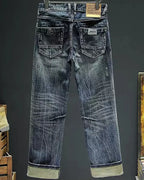 Vintage Blue-gray Distressed Ripped Jeans
