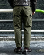 Vintage Olive Green Pleated High©\Rise Tapered Military Cargo Trousers