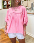 Casual Gathered Crew-Neck Top