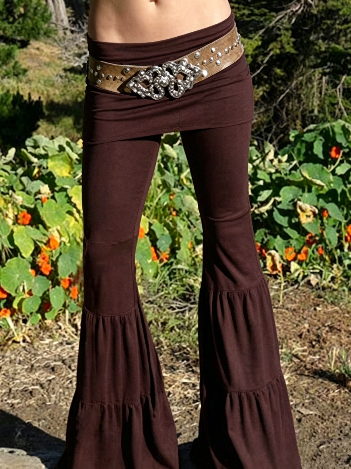 Pure Color Low Waist Yoga Wide-legs Long Pants